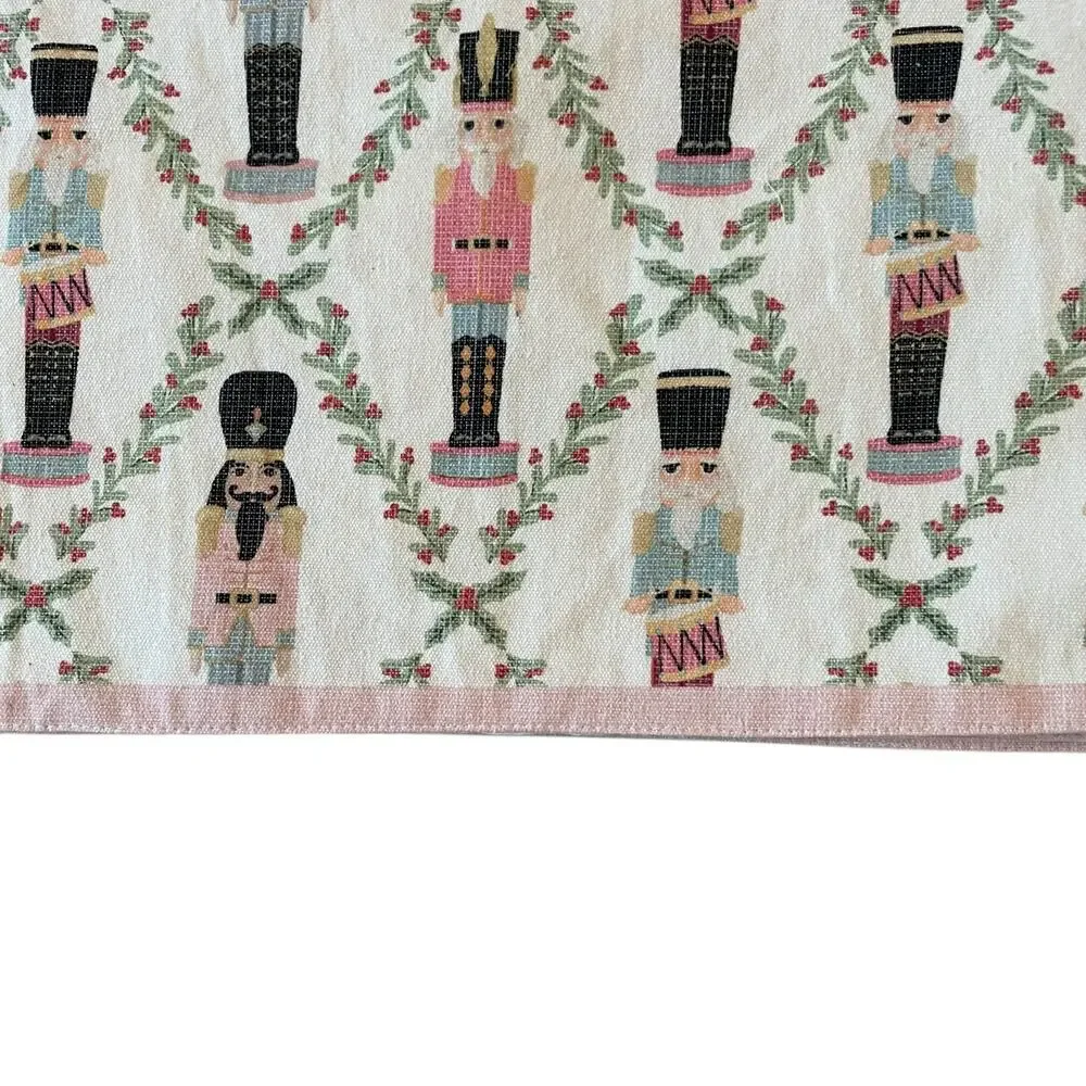 Lillian August Christmas Placemats 4pc NUTCRACKER DRUMMER BOY Pink Border New